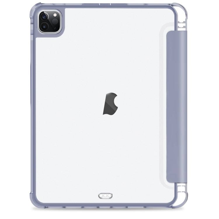 For iPad Pro 12.9 2022 / 2021 / 2020 3-fold Shockproof Smart Leather Tablet Case(Lavender) - iPad Pro 12.9 (2020) Cases by buy2fix | Online Shopping UK | buy2fix