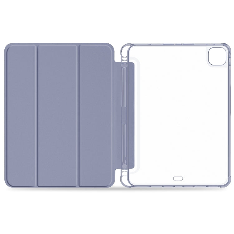For iPad Pro 12.9 2022 / 2021 / 2020 3-fold Shockproof Smart Leather Tablet Case(Lavender) - iPad Pro 12.9 (2020) Cases by buy2fix | Online Shopping UK | buy2fix