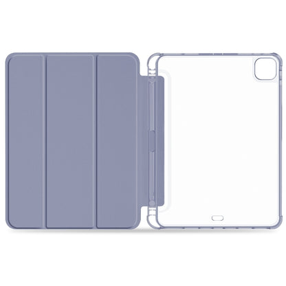For iPad Pro 12.9 2022 / 2021 / 2020 3-fold Shockproof Smart Leather Tablet Case(Lavender) - iPad Pro 12.9 (2020) Cases by buy2fix | Online Shopping UK | buy2fix