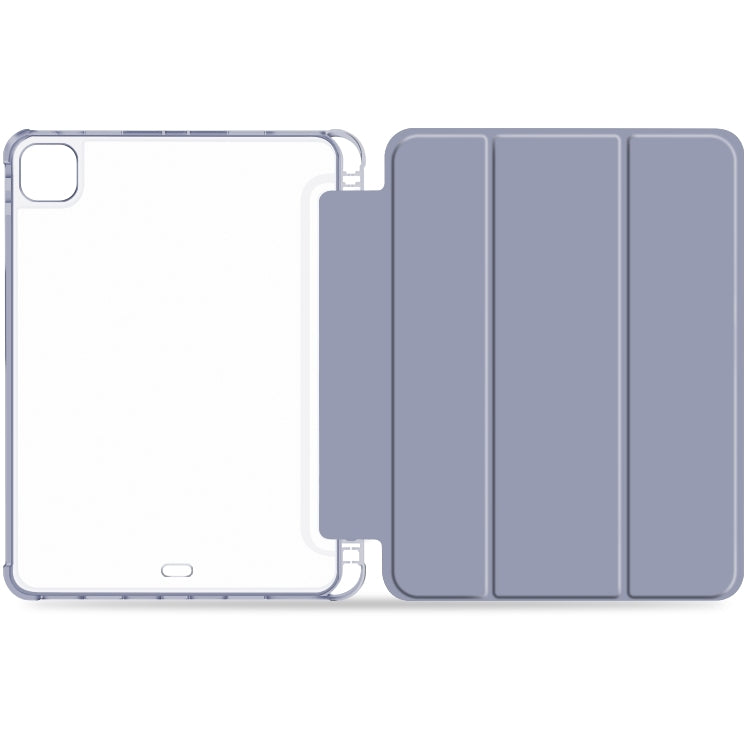 For iPad Pro 12.9 2022 / 2021 / 2020 3-fold Shockproof Smart Leather Tablet Case(Lavender) - iPad Pro 12.9 (2020) Cases by buy2fix | Online Shopping UK | buy2fix