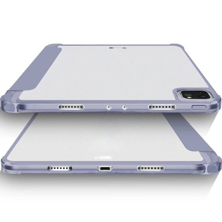 For iPad Pro 12.9 2022 / 2021 / 2020 3-fold Shockproof Smart Leather Tablet Case(Lavender) - iPad Pro 12.9 (2020) Cases by buy2fix | Online Shopping UK | buy2fix