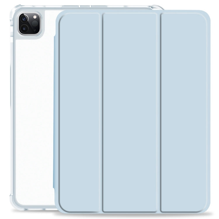 For iPad Pro 12.9 2022 / 2021 / 2020 3-fold Shockproof Smart Leather Tablet Case(Ice Blue) - iPad Pro 12.9 (2020) Cases by buy2fix | Online Shopping UK | buy2fix