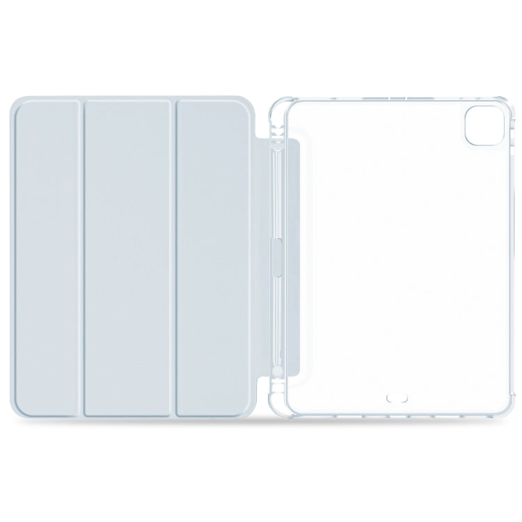 For iPad Pro 12.9 2022 / 2021 / 2020 3-fold Shockproof Smart Leather Tablet Case(Ice Blue) - iPad Pro 12.9 (2020) Cases by buy2fix | Online Shopping UK | buy2fix