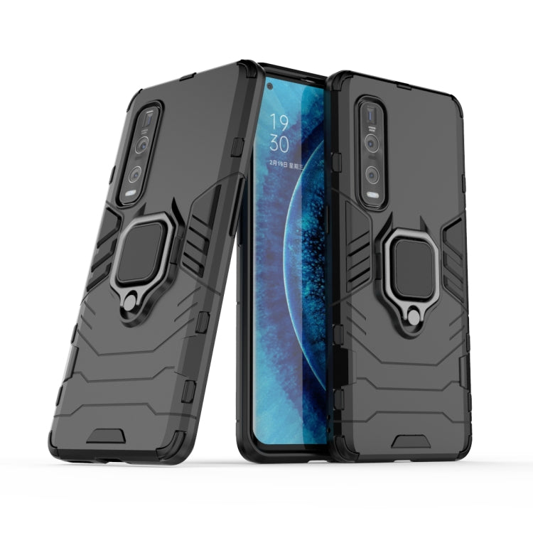 For OPPO Find X2 Pro PC + TPU Shockproof Protective Case with Magnetic Ring Holder(Black) by buy2fix