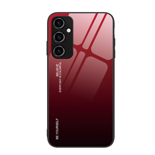 For Samsung Galaxy A54 5G Gradient Color Glass Phone Case(Red Black)