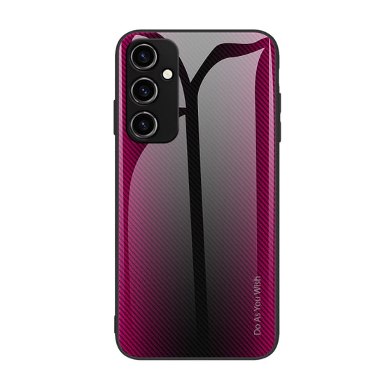 For Samsung Galaxy A14 5G Texture Gradient Glass TPU Phone Case(Rose Red)