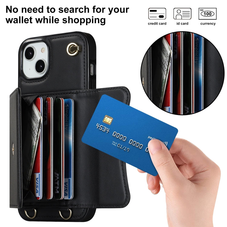 For iPhone 14 / 13 RFID Card Slot Phone Case with Long Lanyard(Black) - iPhone 14 Cases by buy2fix | Online Shopping UK | buy2fix