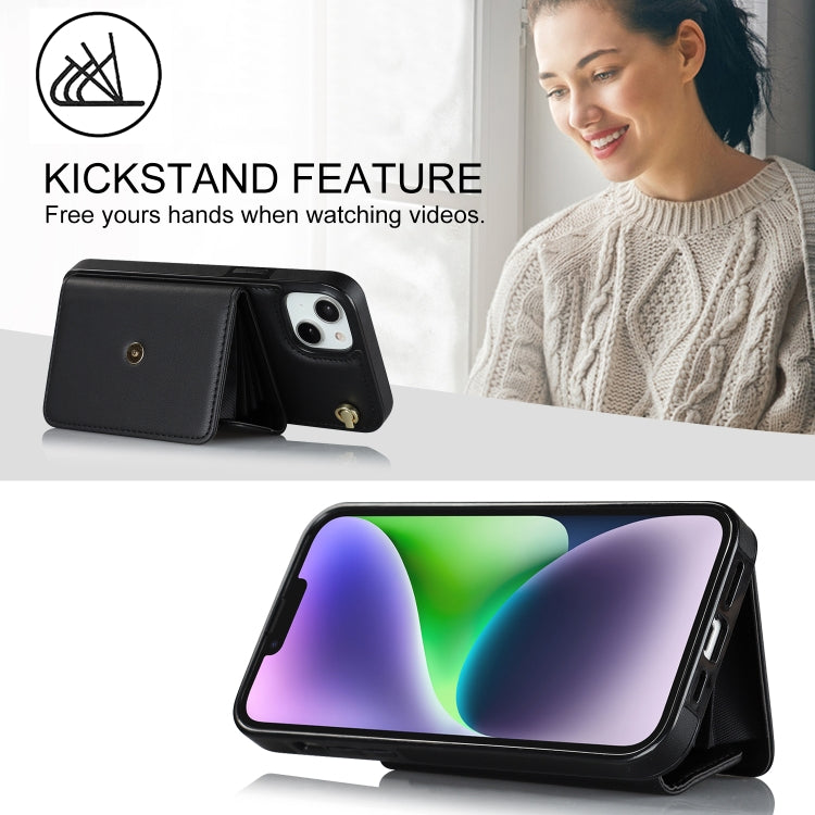 For iPhone 14 / 13 RFID Card Slot Phone Case with Long Lanyard(Black) - iPhone 14 Cases by buy2fix | Online Shopping UK | buy2fix