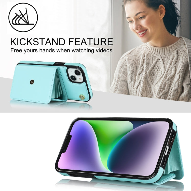 For iPhone 14 / 13 RFID Card Slot Phone Case with Long Lanyard(Mint Green) - iPhone 14 Cases by buy2fix | Online Shopping UK | buy2fix