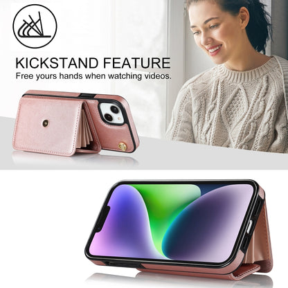 For iPhone 14 / 13 RFID Card Slot Phone Case with Long Lanyard(Rose Gold) - iPhone 14 Cases by buy2fix | Online Shopping UK | buy2fix