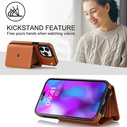 For iPhone 14 Pro Max RFID Card Slot Phone Case with Long Lanyard(Brown) - iPhone 14 Pro Max Cases by buy2fix | Online Shopping UK | buy2fix