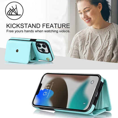 For iPhone 13 Pro Max RFID Card Slot Phone Case with Long Lanyard(Mint Green) - iPhone 13 Pro Max Cases by buy2fix | Online Shopping UK | buy2fix