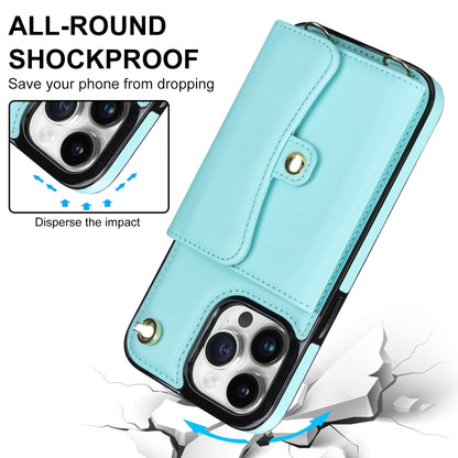For iPhone 13 Pro Max RFID Card Slot Phone Case with Long Lanyard(Mint Green) - iPhone 13 Pro Max Cases by buy2fix | Online Shopping UK | buy2fix