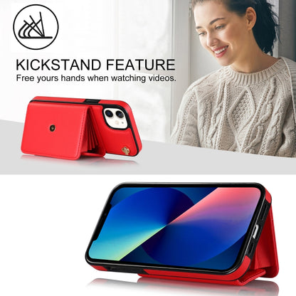 For iPhone 12 RFID Card Slot Phone Case with Long Lanyard(Red) - iPhone 12 / 12 Pro Cases by buy2fix | Online Shopping UK | buy2fix