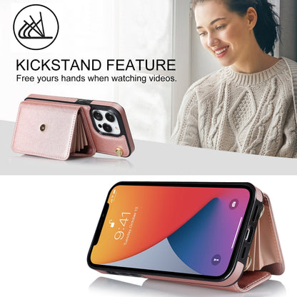 For iPhone 12 Pro RFID Card Slot Phone Case with Long Lanyard(Rose Gold) - iPhone 12 / 12 Pro Cases by buy2fix | Online Shopping UK | buy2fix