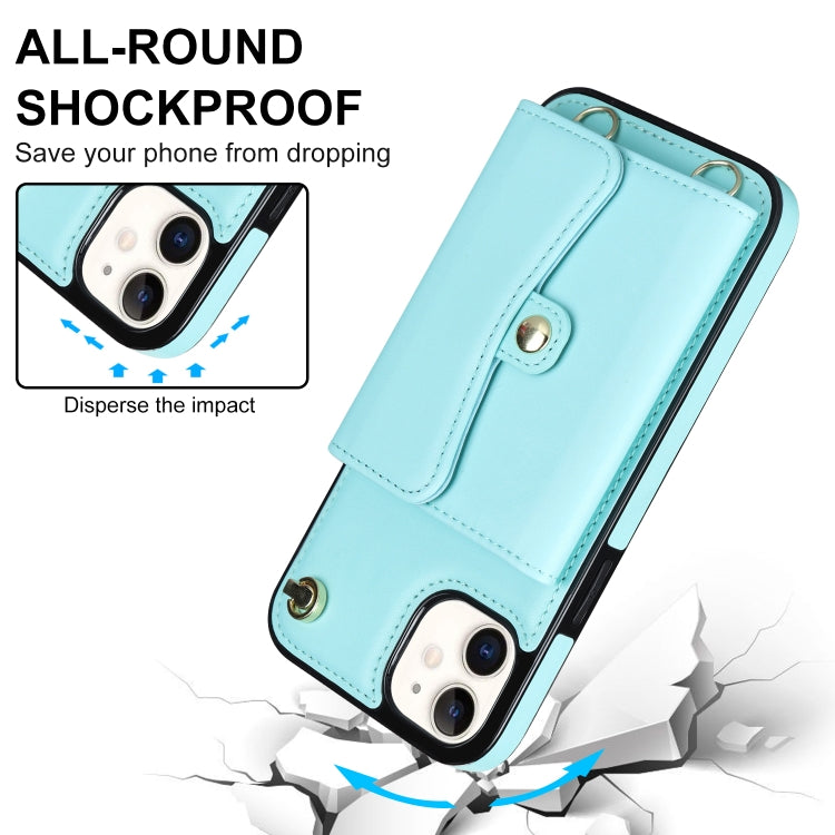For iPhone 11 RFID Card Slot Phone Case with Long Lanyard(Mint Green) - iPhone 11 Cases by buy2fix | Online Shopping UK | buy2fix