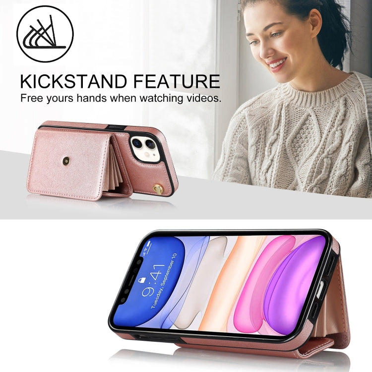 For iPhone 11 RFID Card Slot Phone Case with Long Lanyard(Rose Gold) - iPhone 11 Cases by buy2fix | Online Shopping UK | buy2fix