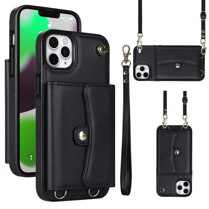 For iPhone 11 Pro RFID Card Slot Phone Case with Long Lanyard(Black) - iPhone 11 Pro Cases by buy2fix | Online Shopping UK | buy2fix