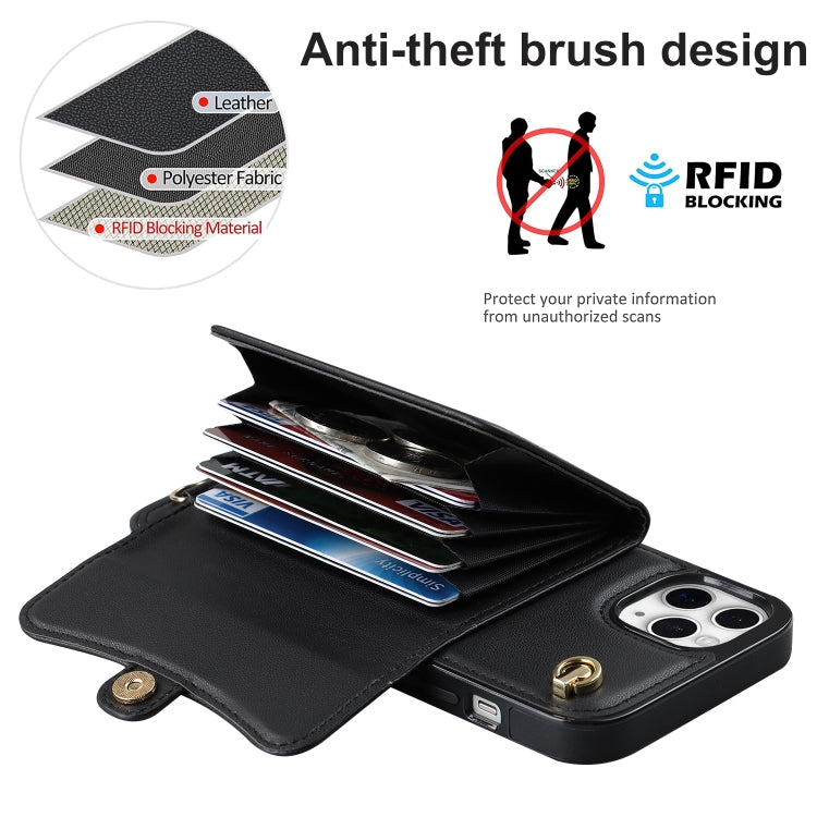 For iPhone 11 Pro RFID Card Slot Phone Case with Long Lanyard(Black) - iPhone 11 Pro Cases by buy2fix | Online Shopping UK | buy2fix