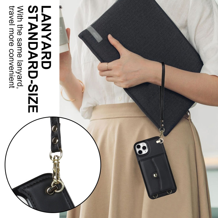 For iPhone 11 Pro RFID Card Slot Phone Case with Long Lanyard(Black) - iPhone 11 Pro Cases by buy2fix | Online Shopping UK | buy2fix
