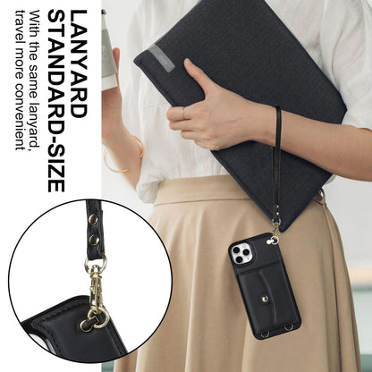 For iPhone 11 Pro RFID Card Slot Phone Case with Long Lanyard(Black) - iPhone 11 Pro Cases by buy2fix | Online Shopping UK | buy2fix