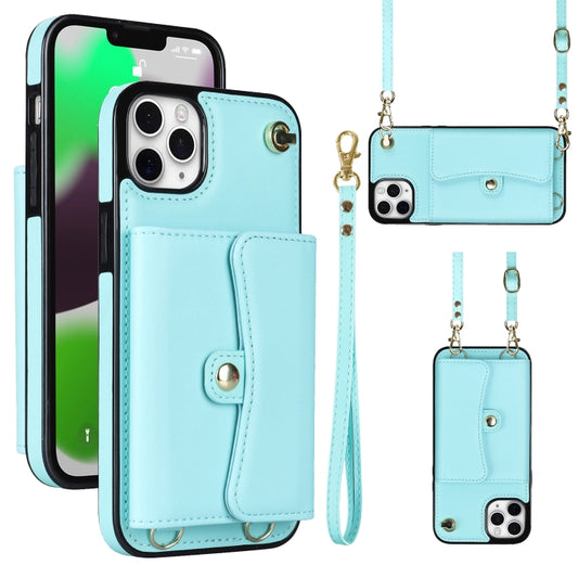 For iPhone 11 Pro RFID Card Slot Phone Case with Long Lanyard(Mint Green) - iPhone 11 Pro Cases by buy2fix | Online Shopping UK | buy2fix