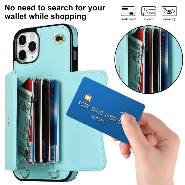 For iPhone 11 Pro RFID Card Slot Phone Case with Long Lanyard(Mint Green) - iPhone 11 Pro Cases by buy2fix | Online Shopping UK | buy2fix