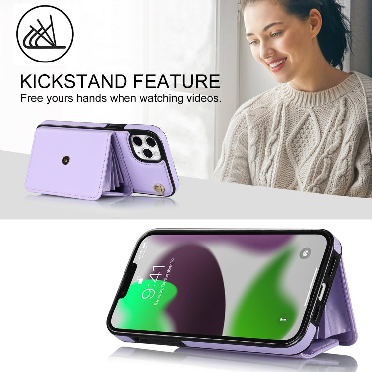 For iPhone 11 Pro RFID Card Slot Phone Case with Long Lanyard(Purple) - iPhone 11 Pro Cases by buy2fix | Online Shopping UK | buy2fix