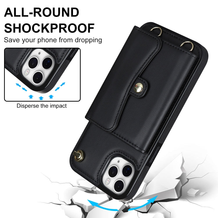 For iPhone 11 Pro Max RFID Card Slot Phone Case with Long Lanyard(Black) - iPhone 11 Pro Max Cases by buy2fix | Online Shopping UK | buy2fix