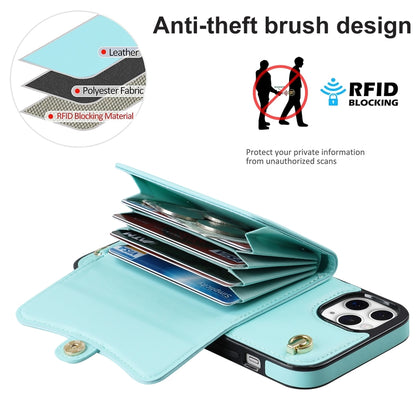 For iPhone 11 Pro Max RFID Card Slot Phone Case with Long Lanyard(Mint Green) - iPhone 11 Pro Max Cases by buy2fix | Online Shopping UK | buy2fix