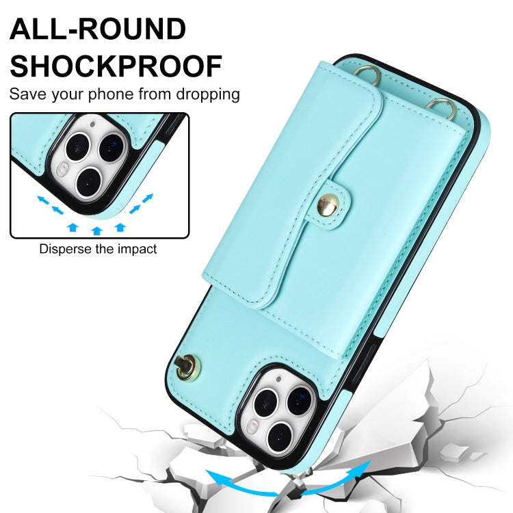 For iPhone 11 Pro Max RFID Card Slot Phone Case with Long Lanyard(Mint Green) - iPhone 11 Pro Max Cases by buy2fix | Online Shopping UK | buy2fix