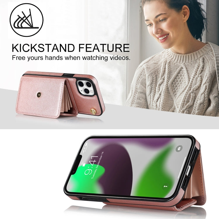 For iPhone 11 Pro Max RFID Card Slot Phone Case with Long Lanyard(Rose Gold) - iPhone 11 Pro Max Cases by buy2fix | Online Shopping UK | buy2fix