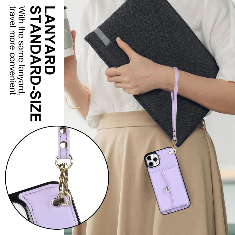 For iPhone 11 Pro Max RFID Card Slot Phone Case with Long Lanyard(Purple) - iPhone 11 Pro Max Cases by buy2fix | Online Shopping UK | buy2fix