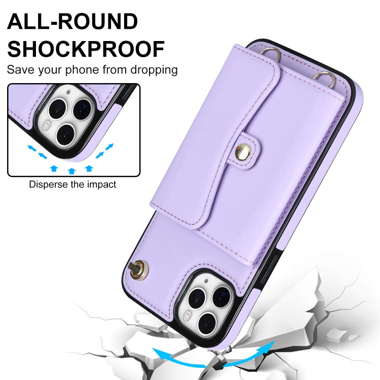 For iPhone 11 Pro Max RFID Card Slot Phone Case with Long Lanyard(Purple) - iPhone 11 Pro Max Cases by buy2fix | Online Shopping UK | buy2fix