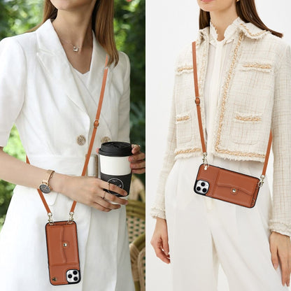 For iPhone 11 Pro Max RFID Card Slot Phone Case with Long Lanyard(Brown) - iPhone 11 Pro Max Cases by buy2fix | Online Shopping UK | buy2fix