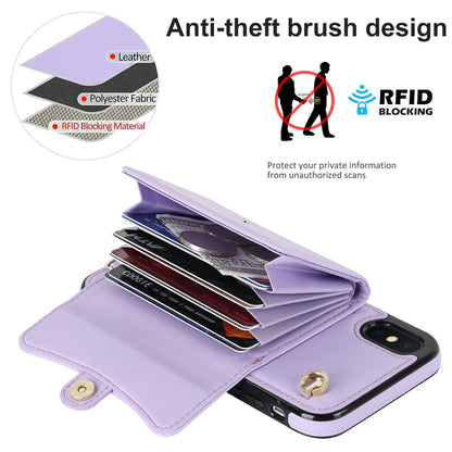 For iPhone X / XS RFID Card Slot Phone Case with Long Lanyard(Purple) - More iPhone Cases by buy2fix | Online Shopping UK | buy2fix