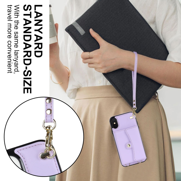 For iPhone X / XS RFID Card Slot Phone Case with Long Lanyard(Purple) - More iPhone Cases by buy2fix | Online Shopping UK | buy2fix