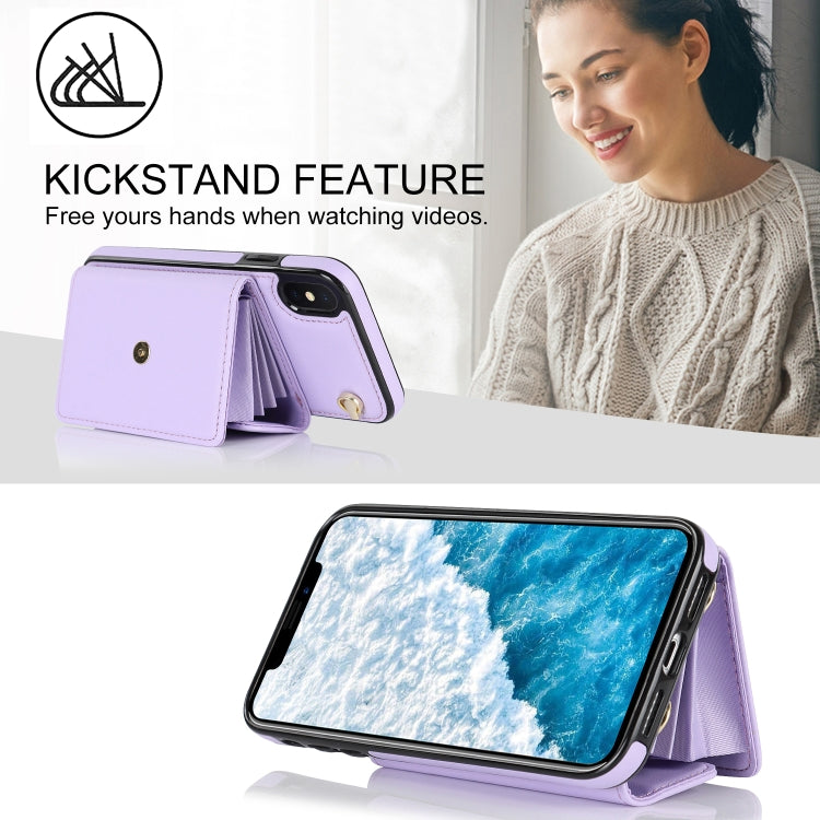 For iPhone X / XS RFID Card Slot Phone Case with Long Lanyard(Purple) - More iPhone Cases by buy2fix | Online Shopping UK | buy2fix