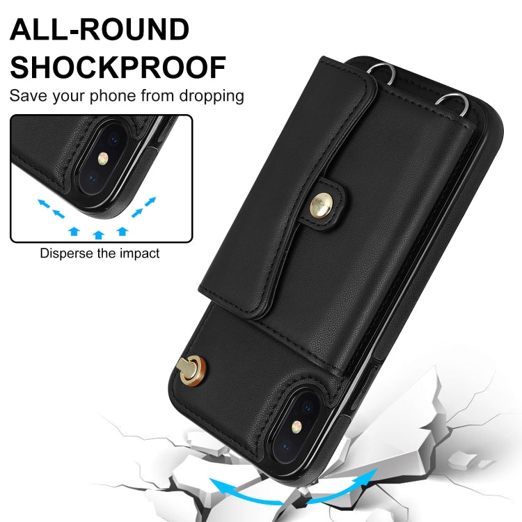 For iPhone XS Max RFID Card Slot Phone Case with Long Lanyard(Black) - More iPhone Cases by buy2fix | Online Shopping UK | buy2fix