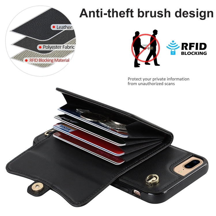 For iPhone 8 Plus / 7 Plus RFID Card Slot Phone Case with Long Lanyard(Black) - More iPhone Cases by buy2fix | Online Shopping UK | buy2fix