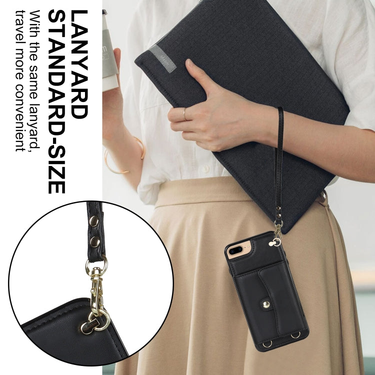 For iPhone 8 Plus / 7 Plus RFID Card Slot Phone Case with Long Lanyard(Black) - More iPhone Cases by buy2fix | Online Shopping UK | buy2fix