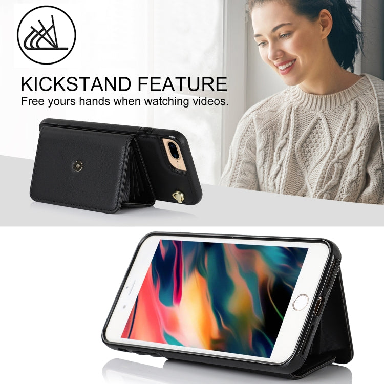 For iPhone 8 Plus / 7 Plus RFID Card Slot Phone Case with Long Lanyard(Black) - More iPhone Cases by buy2fix | Online Shopping UK | buy2fix