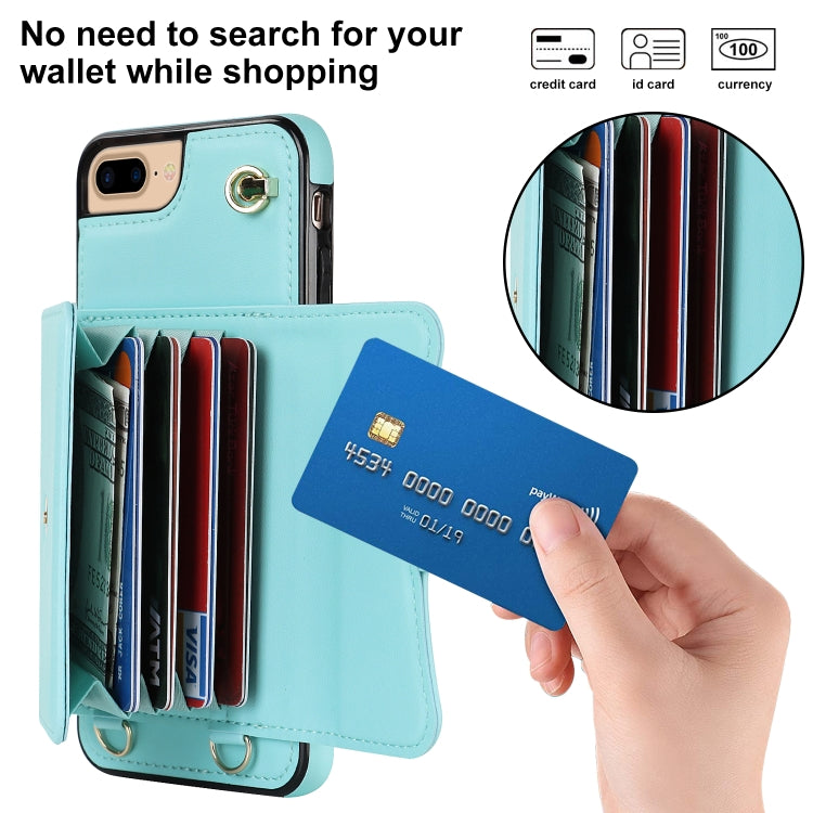 For iPhone 8 Plus / 7 Plus RFID Card Slot Phone Case with Long Lanyard(Mint Green) - More iPhone Cases by buy2fix | Online Shopping UK | buy2fix