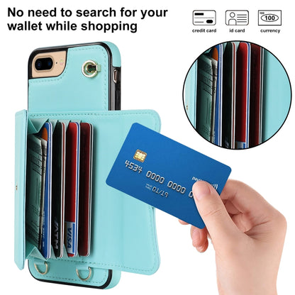 For iPhone 8 Plus / 7 Plus RFID Card Slot Phone Case with Long Lanyard(Mint Green) - More iPhone Cases by buy2fix | Online Shopping UK | buy2fix