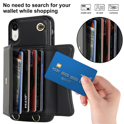 For iPhone XR RFID Card Slot Phone Case with Long Lanyard(Black) - More iPhone Cases by buy2fix | Online Shopping UK | buy2fix