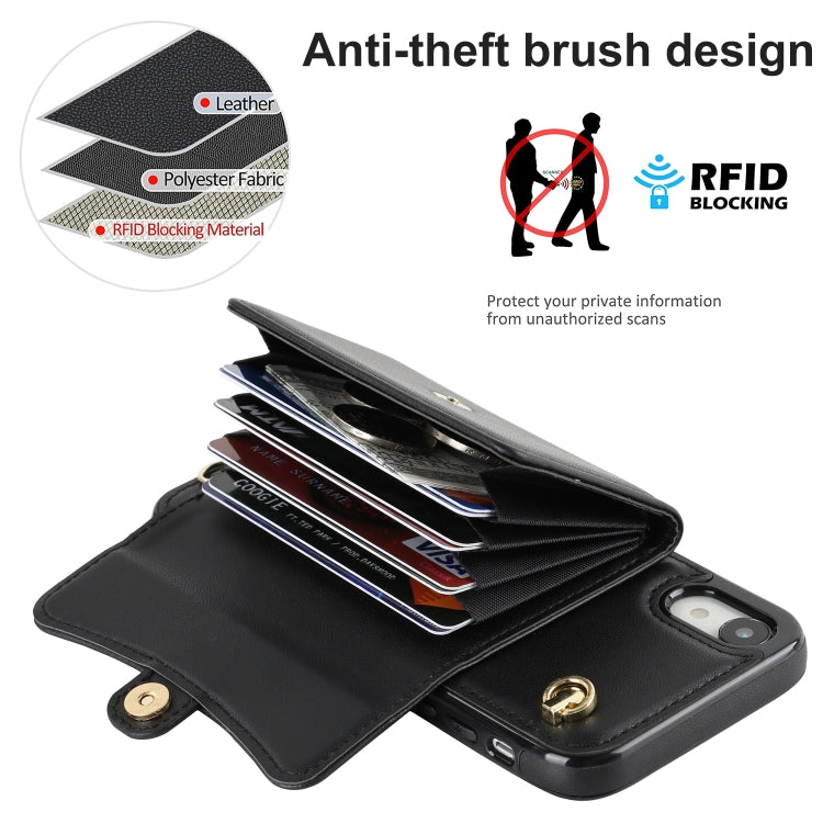 For iPhone XR RFID Card Slot Phone Case with Long Lanyard(Black) - More iPhone Cases by buy2fix | Online Shopping UK | buy2fix