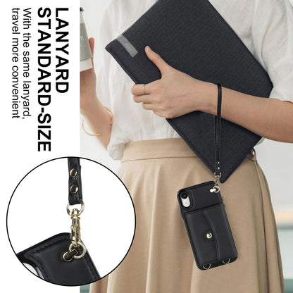 For iPhone XR RFID Card Slot Phone Case with Long Lanyard(Black) - More iPhone Cases by buy2fix | Online Shopping UK | buy2fix