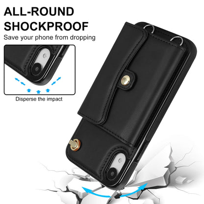 For iPhone XR RFID Card Slot Phone Case with Long Lanyard(Black) - More iPhone Cases by buy2fix | Online Shopping UK | buy2fix