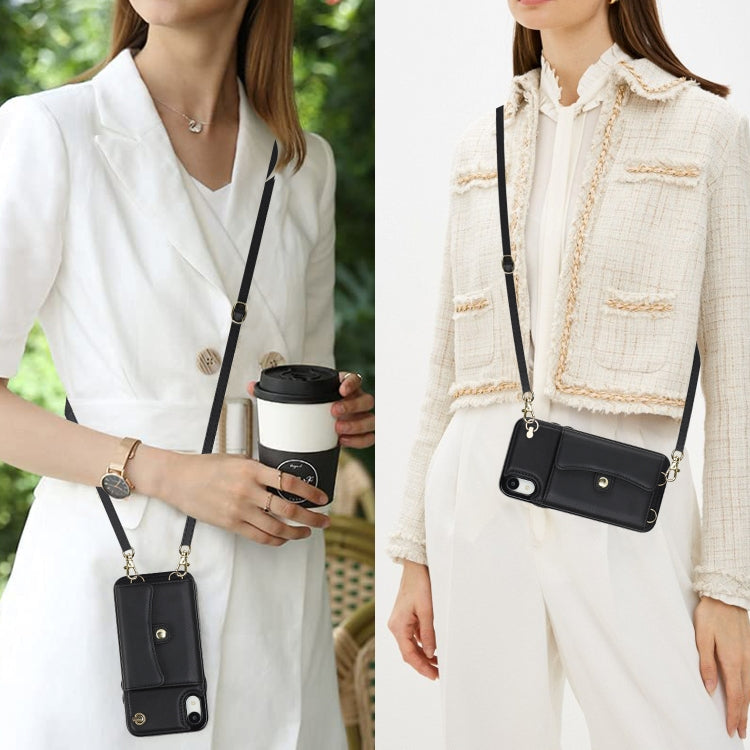 For iPhone XR RFID Card Slot Phone Case with Long Lanyard(Black) - More iPhone Cases by buy2fix | Online Shopping UK | buy2fix