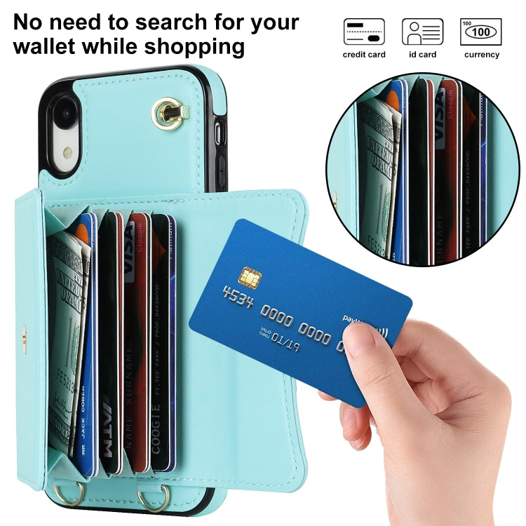 For iPhone XR RFID Card Slot Phone Case with Long Lanyard(Mint Green) - More iPhone Cases by buy2fix | Online Shopping UK | buy2fix